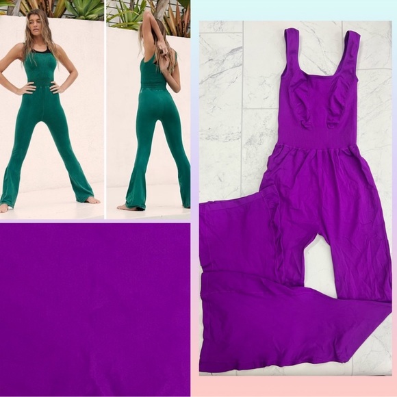 Free People Pants - FREE PEOPLE | NWOT Good Karma Flared Onesie in Vivid Violet *